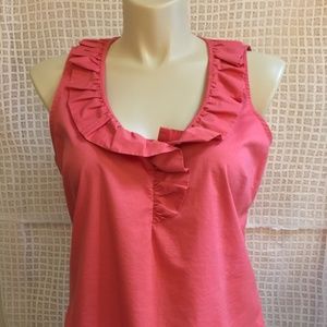 Ann Taylor Sleeveless Top, Ruffled Collar, Size 16